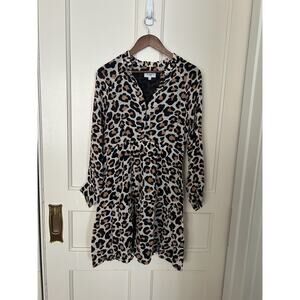 Olivia James Animal Print Shift Dress Womens Size Small Black Brown Preppy